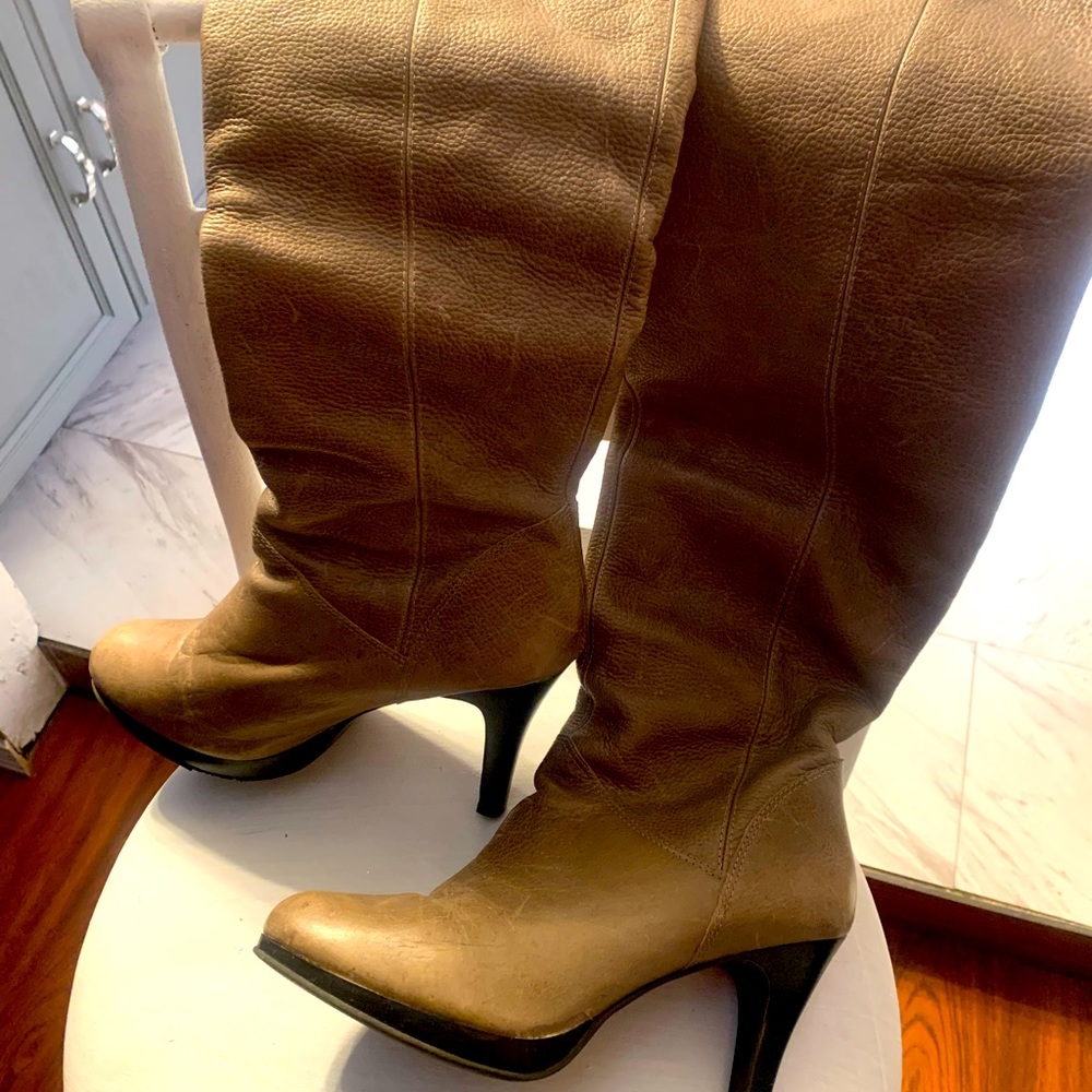Tan leather boots